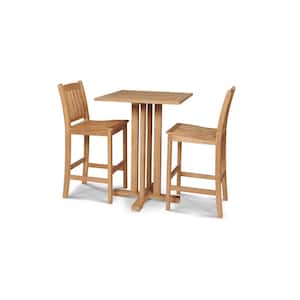 Michele 3-Piece Teak Square Bar Height Outdoor Dining Set