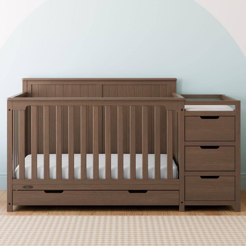 Hadley Hazelnut 5-in-1 Convertible Crib and Changer with Drawer