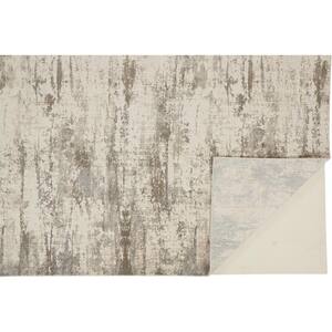 5 X 8 Brown and Ivory Abstract Area Rug