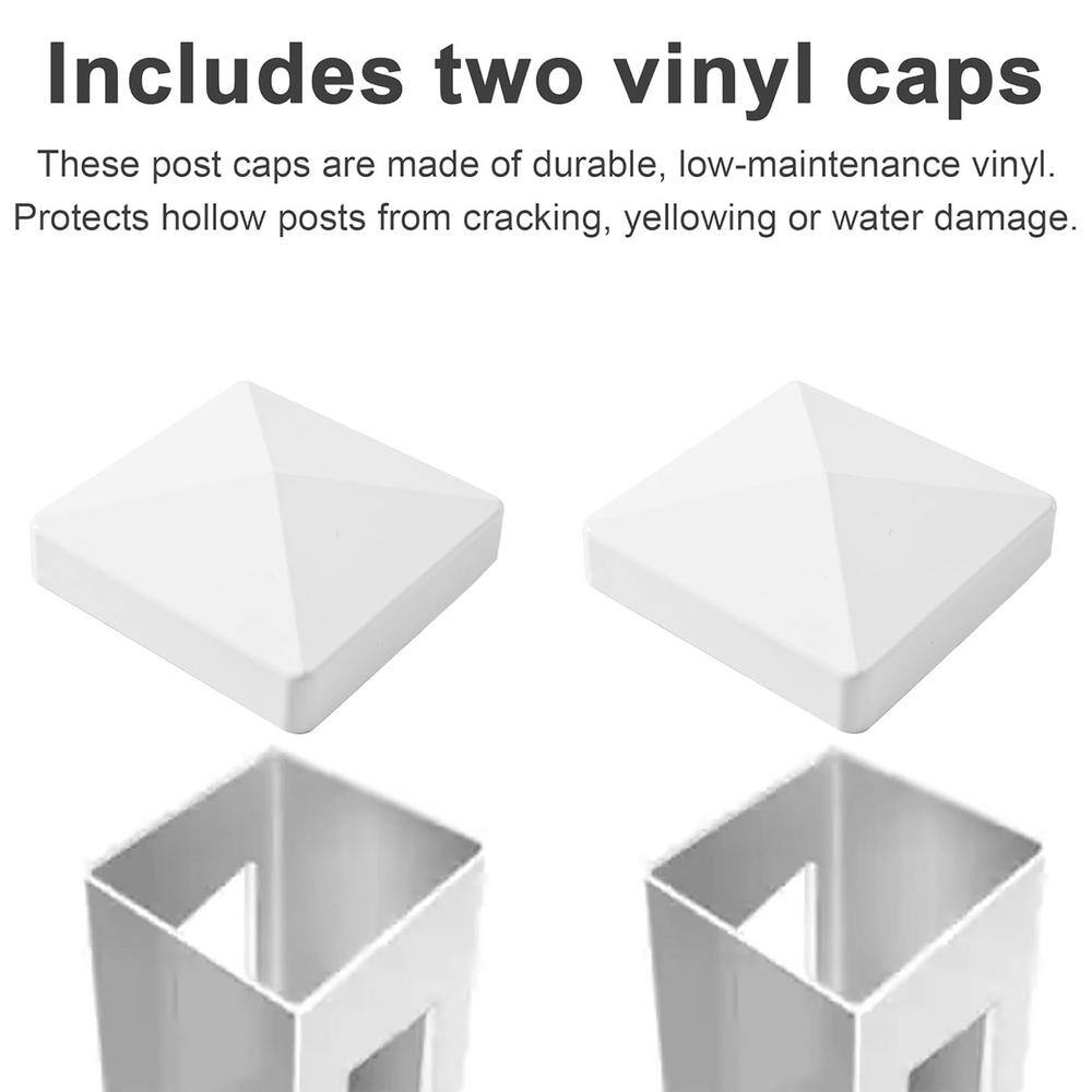 95 in. White Vinyl Garden Fence Posts with Caps, Set of 2