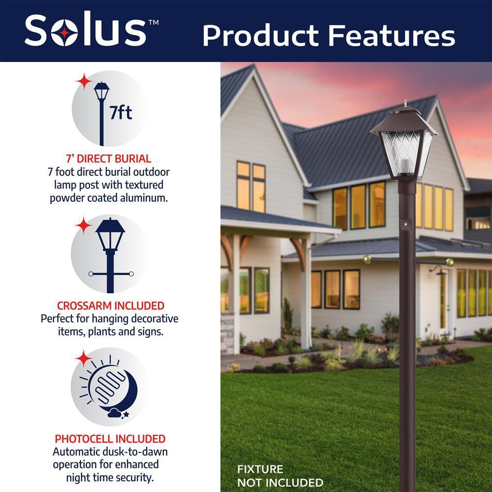 Bronze 84" Outdoor Lamp Post with Dusk-to-Dawn Sensor