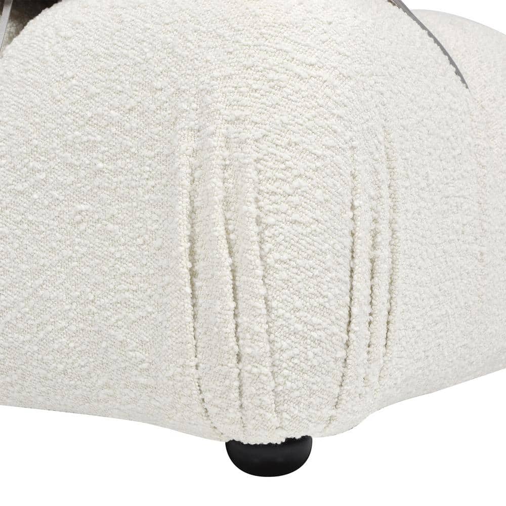 Marcel 109.5" Bubble Modular Modern Chaise Single Arm 3-Piece Sofa, Ivory White Boucle