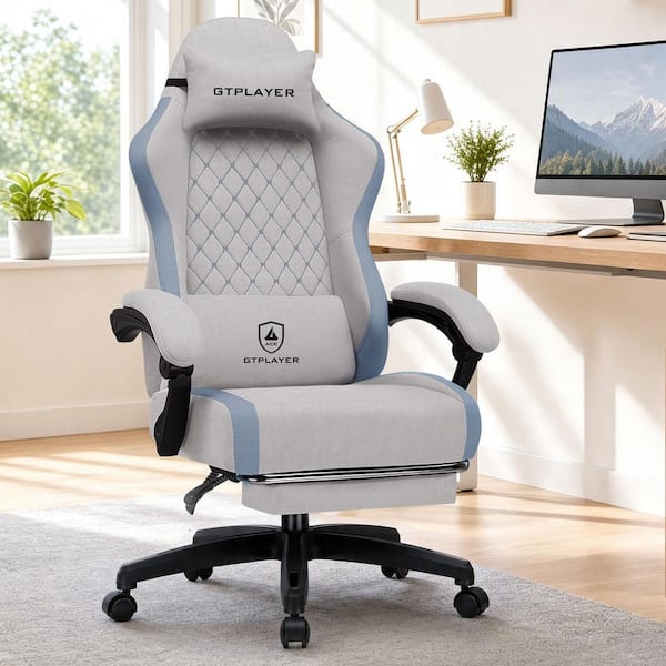 High Back Gaming Chair with Footrest Ergonomic Computer Desk Chair, Gray