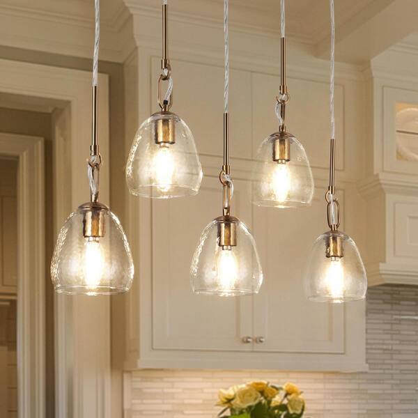 LNC Modern 5-Light Black and Brass Linear Chandelier for Kitchen Island ...