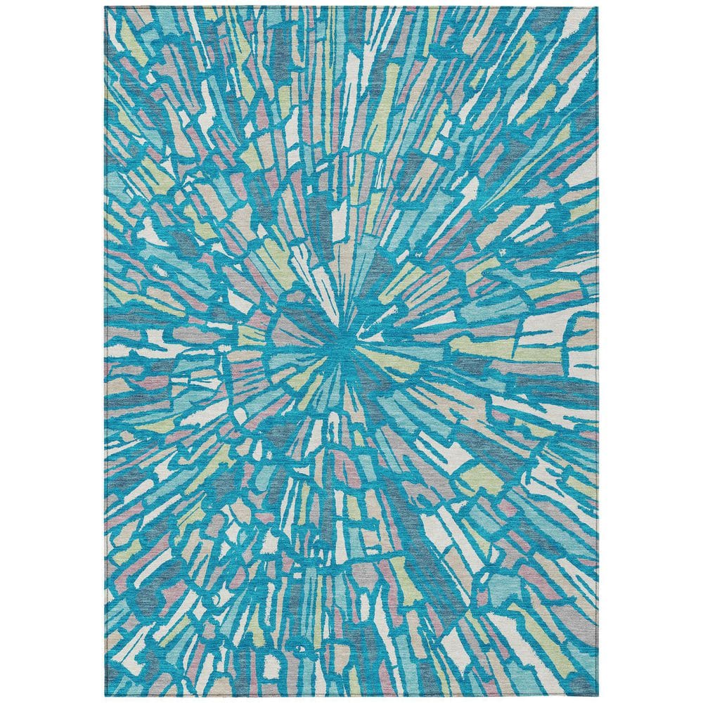Chantille Machine Washable Indoor/Outdoor Abstract ACN2514 Teal 3 ft. x 5 ft. Area Rug price history on PriceWatchPro