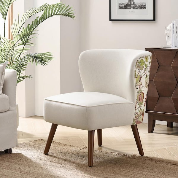 JAYDEN CREATION Ivory Timon Modern Variety Fabric Pattern Wingback Side Chair with Solid Wood Legs