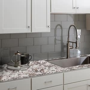 4 ft. Straight Laminate Countertop Kit Included in Textured Bianco Antico with Eased Edge and Backsplash