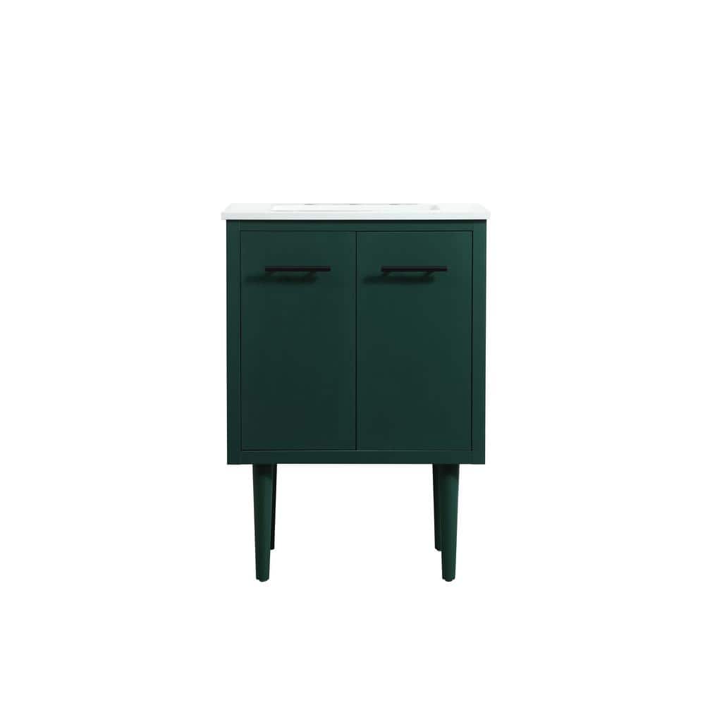 Simply Living 24 in. W x 19 in. D x 33.5 in. H Bath Vanity in Green with Iv