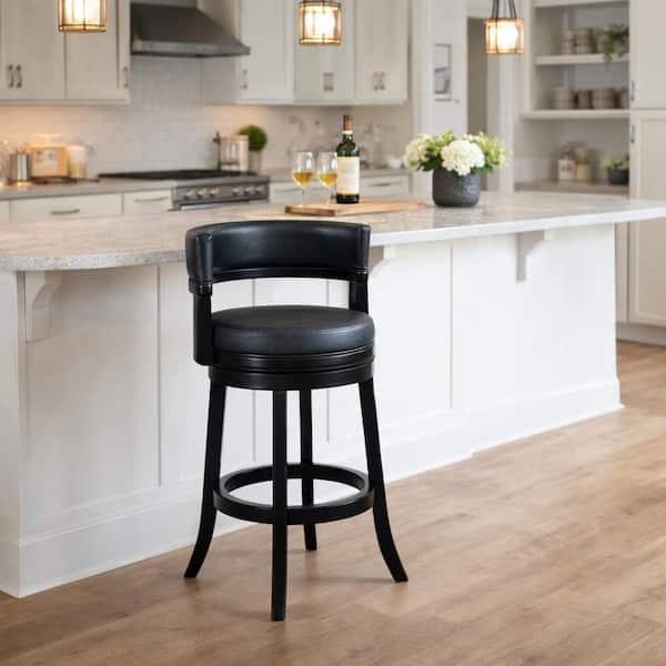 Balen Bar Height Swivel Wood Stool-Black