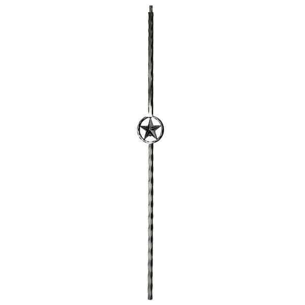 arteferro 44 in. x 3-5/8 in. Hammered Single Star Warm Nickel Powder Coated Wrought Iron Metal Stair Baluster