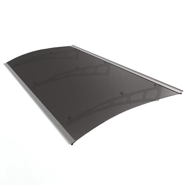 94 in. PA Series Tinted Polycarbonate Aluminum Fixed Door Awning ( 94 in. W x 35.4 in. D) in SIlver Aluminum Bracket
