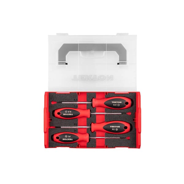 Phillips and Slotted Screwdriver Set with Mini Stacking Tool Box-4 in. Shanks, 4-Piece