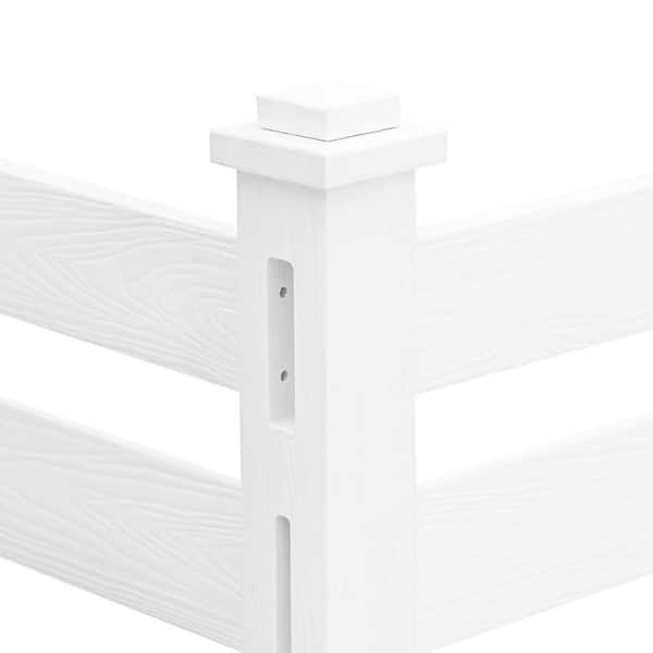 LUE BONA Ares 38 in. x 46 in. White Garden Fence W/Post And No-Dig