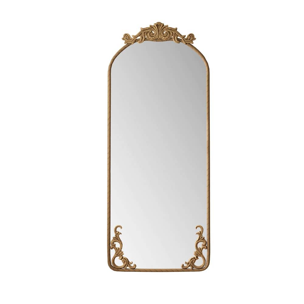 Bronze 24 in. W x 58 in. H Arched Wall Mounted Full Body Mirror, Vintage Or