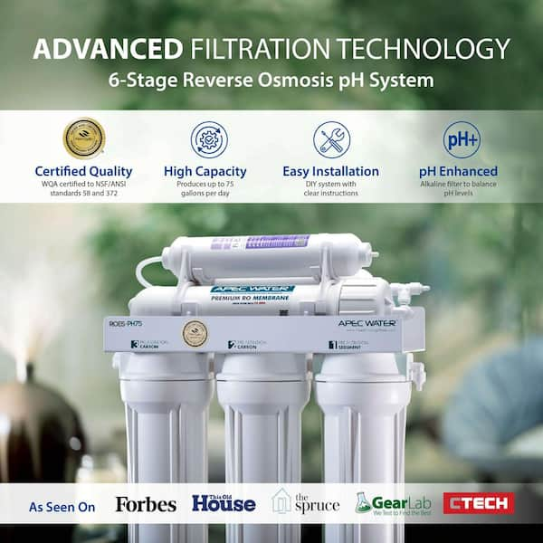 Rinkmo newest Reverse Osmosis Water Filtration System 6 Stage 75 GPD Faucet And Tank