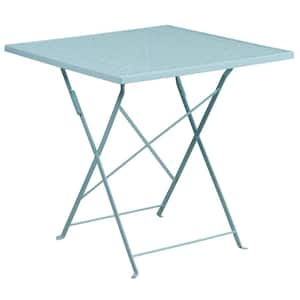 Sky Blue Square Metal Outdoor Bistro Table