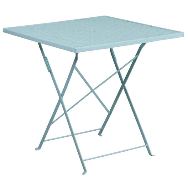 Carnegy Avenue Sky Blue Square Metal Outdoor Bistro Table