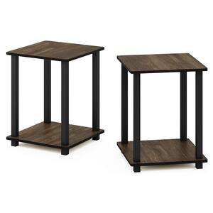 Simplistic Wooden Sturdy 16 in. Flat Top Home Decor End Tables, Walnut (2 Pack), Square
