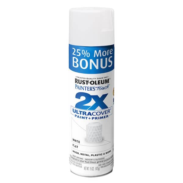 Rust-Oleum Painter's Touch 2X 15 oz. Flat White General Purpose Spray Paint 25% Bonus