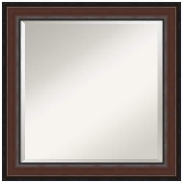 Amanti Art Medium Square Walnut Cherry Beveled Glass Classic Mirror (24.5 in. H x 24.5 in. W)