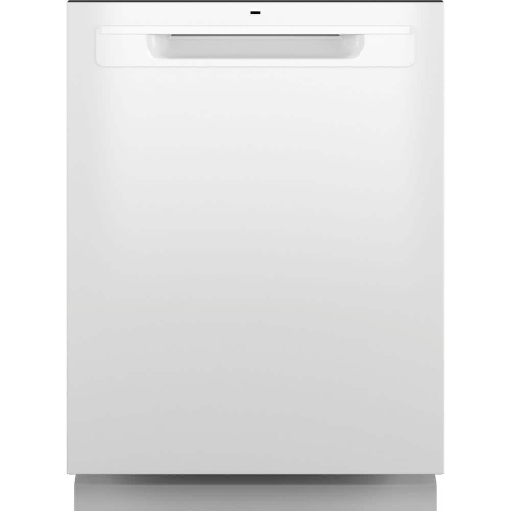 GE 24 in. White Top Control Built-In Tall Tub Dishwasher with 3rd Rack, Bottle Jets, 45 dBA