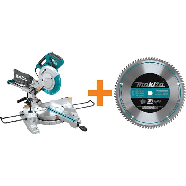 Makita 10 in. Dual Slide Compound Miter Saw with 10 in. x 80T  Micro-Polished Miter Saw Blade LS1018A-93681 The Home Depot