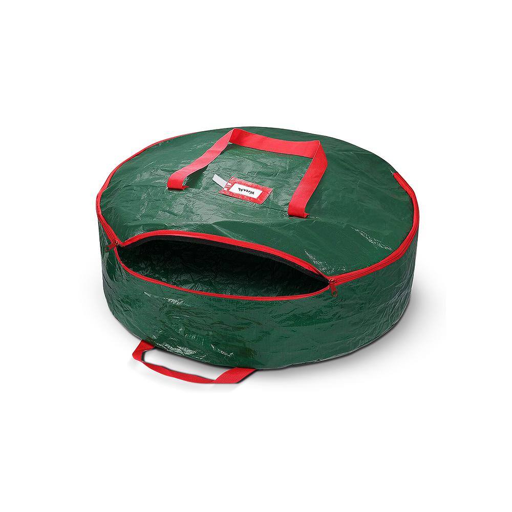 48 in. Artificial Green Water Resistant Christmas Wreath Storage Bag