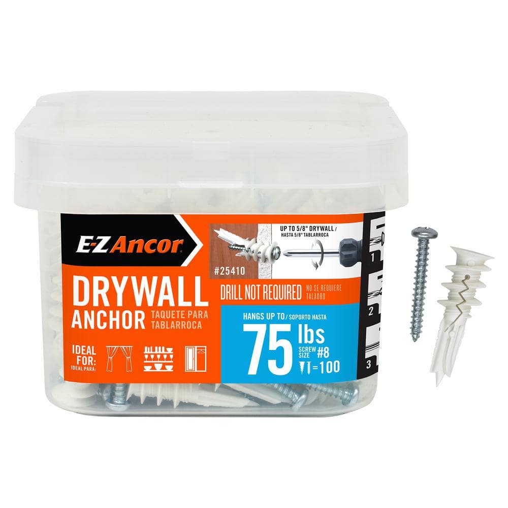 E-Z Ancor Twist-N-Lock 75 Lbs. Drywall Anchors (100-Pack) 25410 - The ...