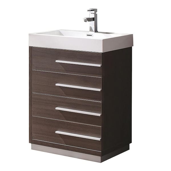 Fresca Livello 24 in. Bath Vanity in Gray Oak with Acrylic Vanity Top in White with White Basin