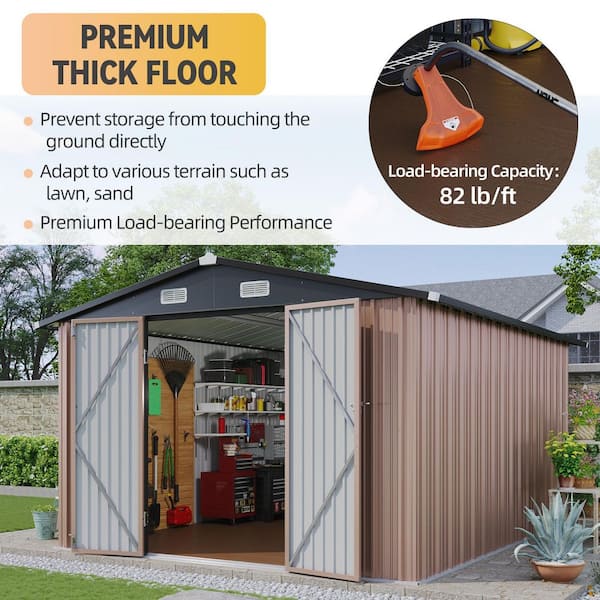 Sizzim 10 ft. W x 12 ft. D Outdoor Storage Metal Shed with Floor