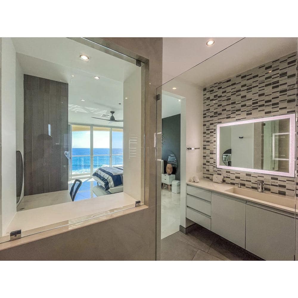 Edison Frameless Rectangular LED Bathroom Vanity Mirror, 60" x 35"