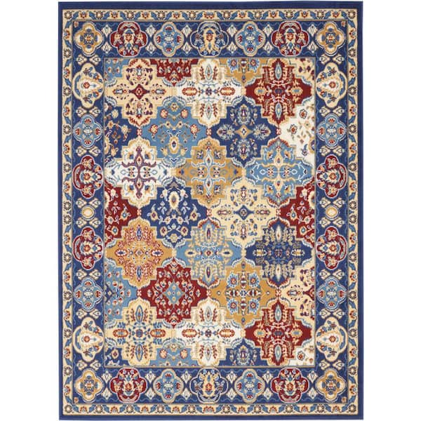 Grafix Multicolor 7 ft. x 10 ft. Persian Medallion Traditional Area Rug