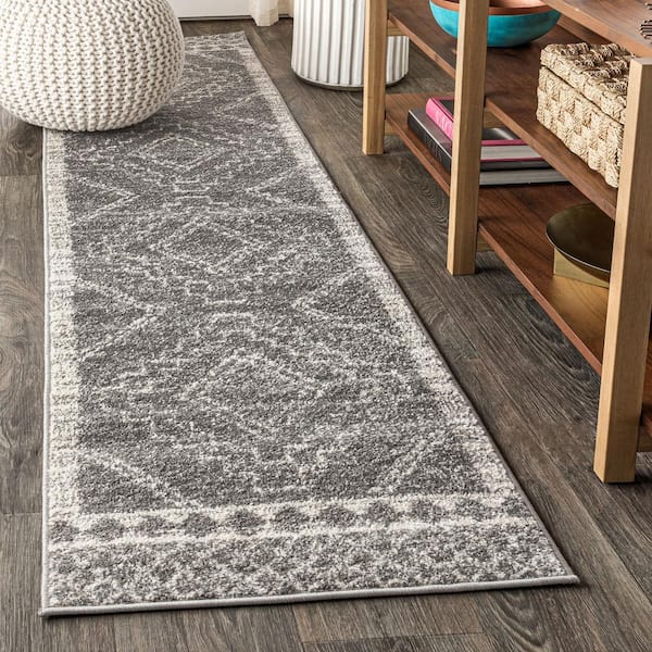 Amir Moroccan Beni Souk Gray/Cream 2 ft. x 14 ft. Runner Rug