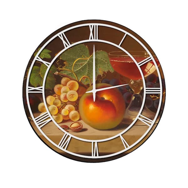 Unbranded "Fruit and Cocktail" Full Coverage Art and White Numbers Imaged Wall Clock