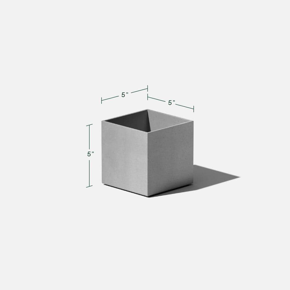 Geo Series 5" Gray Concrete Composite Cube Planter