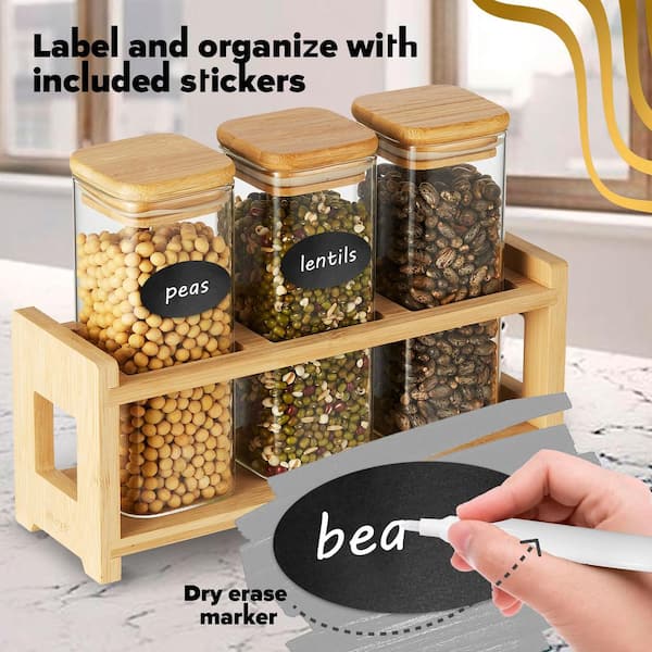 Ceramic Spice Jars With Bamboo Lid, Spice Container, White Sugar