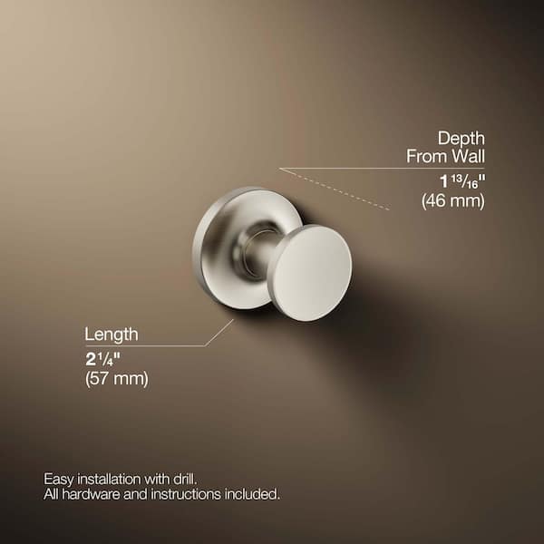KOHLER Purist Single Robe Hook in Vibrant Brushed Nickel K-14443
