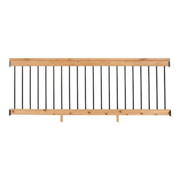 Western Red Cedar 8 ft. Railing Kit with Black Aluminum Balusters