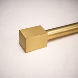 120 in Adjustable Metal Single Curtain Rod with Cuboid Finial in Gold