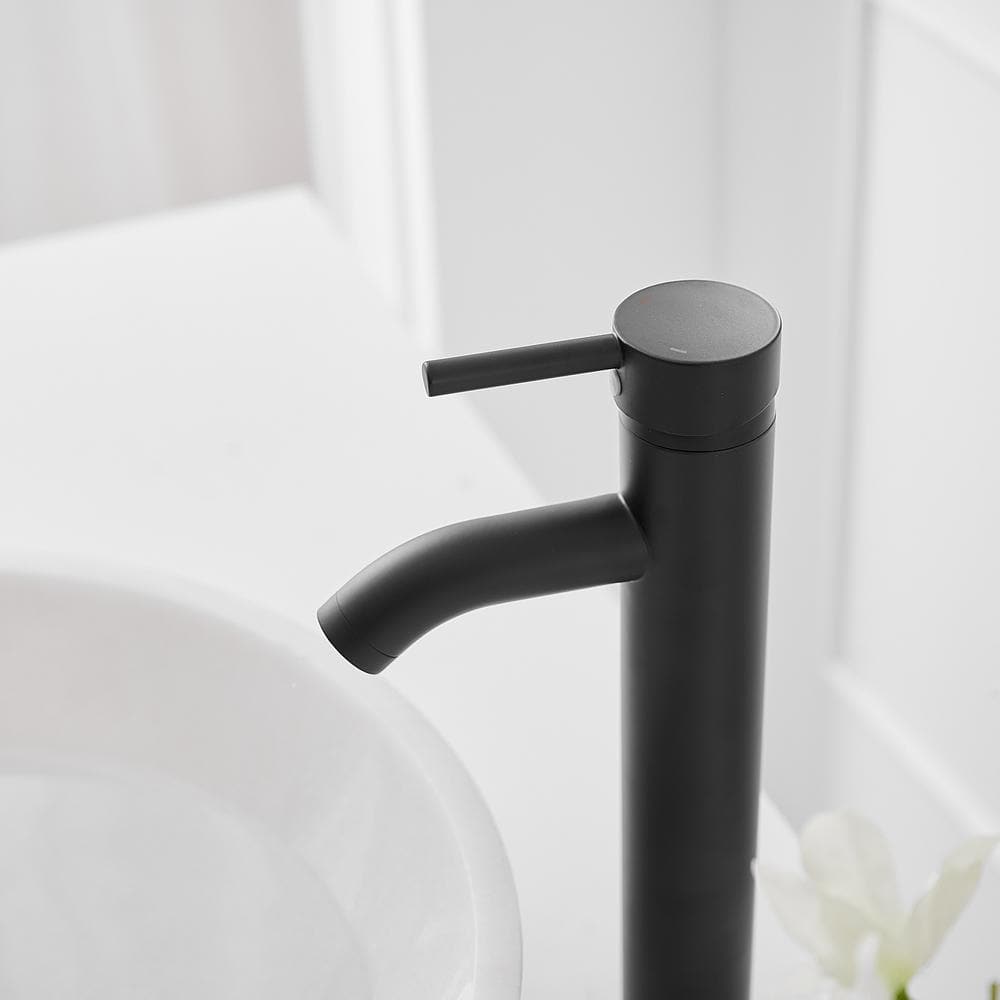 Matte Black Single Handle Vessel Sink Faucet with Drain Assembly