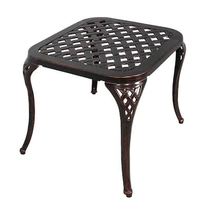 Cast Aluminum Outdoor Side Tables, Small Wrought Iron Outdoor End Table