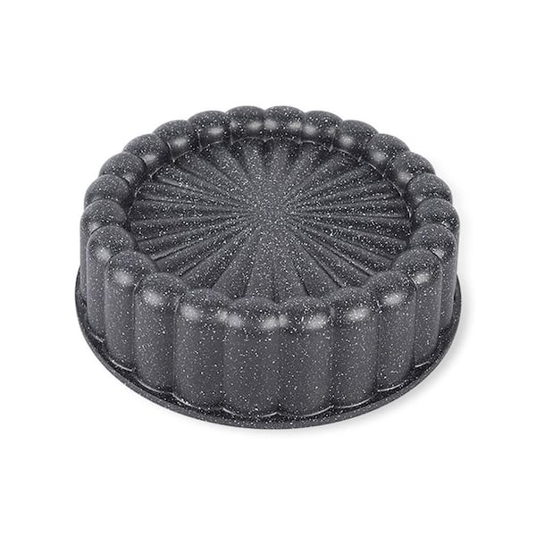 Baking Pan 2-Layer Nonstick Gray Marble Baking Pan, Die-Cast Aluminum Fluted Cake Pan, Oven Safe 450°F, Classic Gray