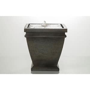 Brown Quadra Resin Fountain with LED Light and Pump