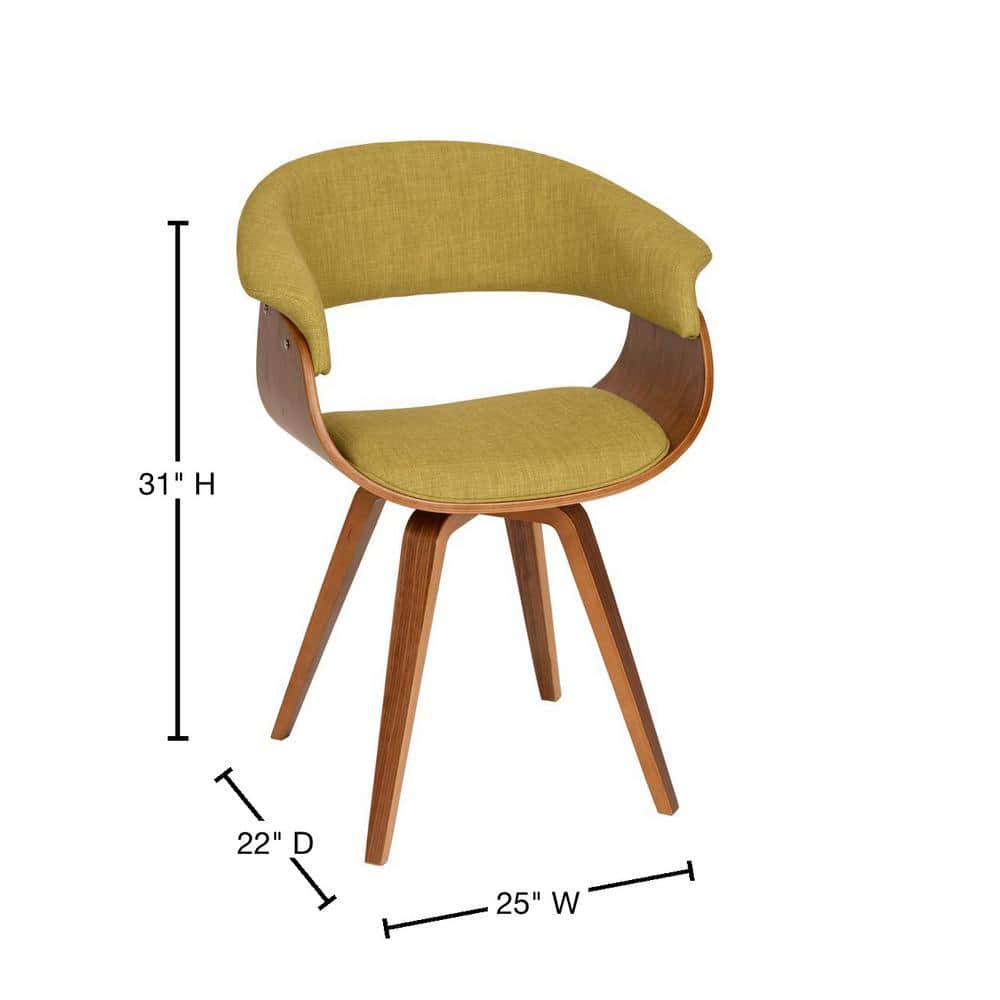 Green Upholstered Walnut Wood Mid-Century Modern Side Chair