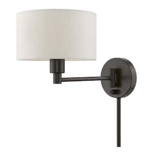English Bronze Hardwired/Plug-In Swing Arm Wall Lamp with 1-Light