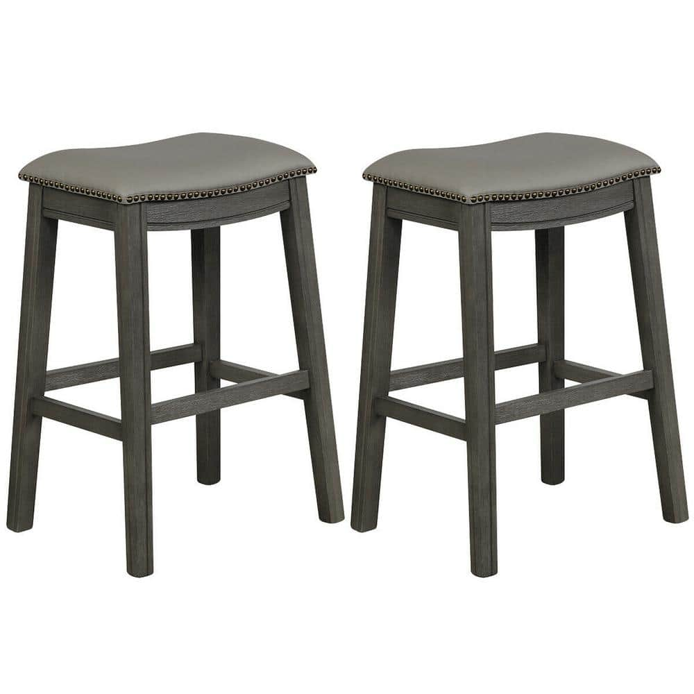 Benjara Liam 30 in. Ivory Backless Wood Barstool, Swivel Seat, High Density  Foam Cushion BM274278 - The Home Depot