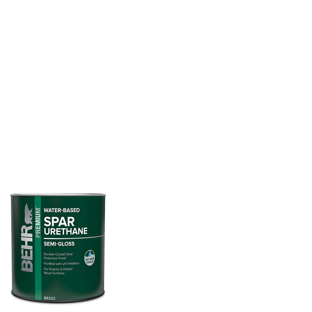 Behr 1 Qt Semi Gloss Clear Water Based Interior Exterior Spar Urethane Wood Sealer B04 The Home Depot