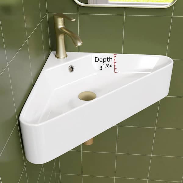 VANNER 5CEAN：V Zeafive 22.5 in. White Ceramic Corner Wall Mounted RV Bathroom