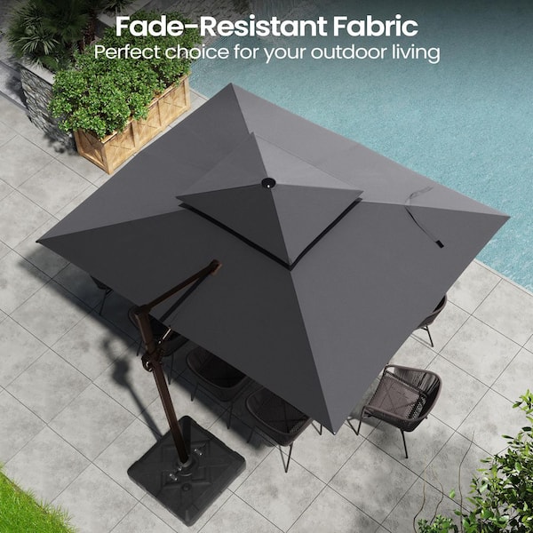 best fade proof patio umbrella 9ft Market Umbrella, Scallop Trim, UV-Fade-Resistant, Crank & Ti resistant and water Rain Proof Patio Umbrellas |