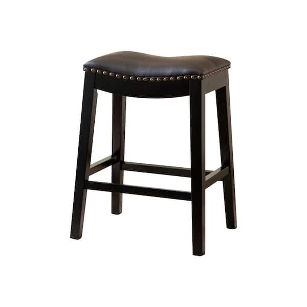DEVON & CLAIRE Chapin Bonded Leather Saddle Counter Stool, Brown (Set